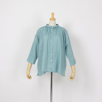 綿麻ギャザーシャツ(ライトブルー)MK510VN123の画像