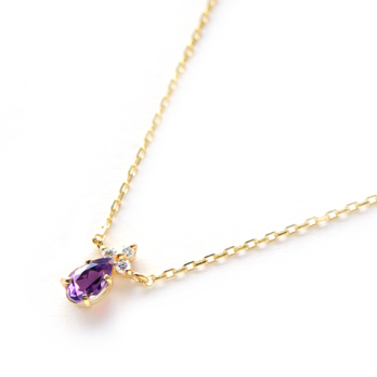 K18 アメジスト＆ダイヤモンドのネックレス ~Ello Lilas~ 2月誕生石の画像