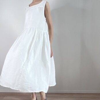 リネンノースリーブワンピース(オフ白)
