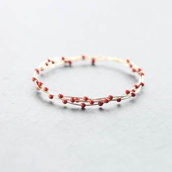 【受注製作】14kgf Swarovski Pearl Coral Twist Bangleの画像