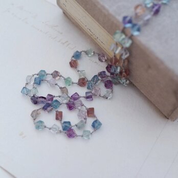 long necklace silk フローライトの画像