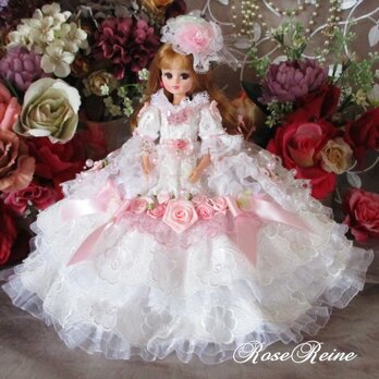 ☆サマーセール リカちゃん＆ブライス プリンセスロリータ 薔薇の妖精ピュアホワイトドールドレスの画像