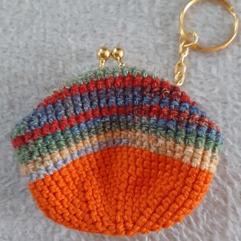 編みがま口　オレンジ色の画像