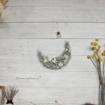 【wreath「Diana」　リース「ディアーナ」】　　かすみそうのブランコリース　　ワイヤーリース　　三日月リース　の画像