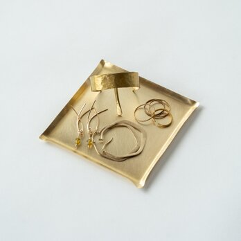 真鍮の四角皿/S　アクセサリートレイ　菓子皿  minimal plate <square-S> / brassの画像