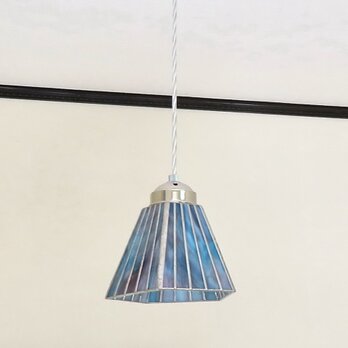 紫陽花（あじさい）のストライプ・五面（ステンドグラスペンダントライト）吊り下げガラス照明・ Mサイズ（ コード長さ選択できます）