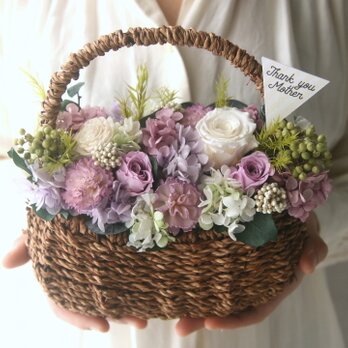 Flower basket Purple carnation -lavender-の画像