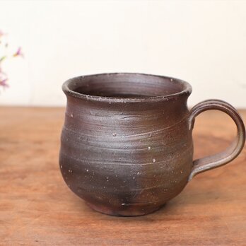 備前焼 コーヒーカップ(中)　ロクロ目・サンギリ　c6-057の画像