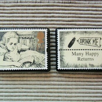 イギリス　「不思議の国のアリス」童話切手ブローチセット 8013の画像