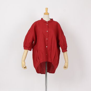 綿麻裾タックシャツ(レッド)MK510VN126の画像