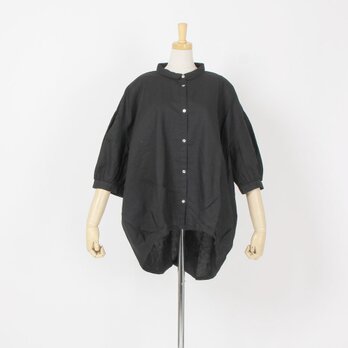 綿麻裾タックシャツ(ブラック)MK510VN126の画像