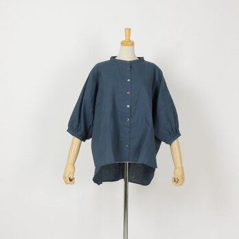 綿麻ドルマンギャザーシャツ(ダークブルー)MK510VN128の画像