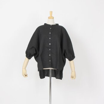 綿麻ドルマンギャザーシャツ(ブラック)MK510VN128の画像