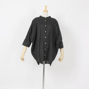綿ローンバックギャザーシャツ（ブラック)MK510VN131の画像