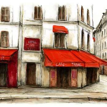 風景画 パリ 版画「カルチェラタンの街角」の画像