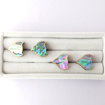 千鳥螺鈿 漆ピンブローチ アワビ系