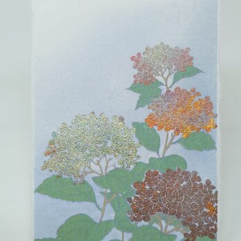 ギルディング和紙葉書　紫陽花　黄混合の画像