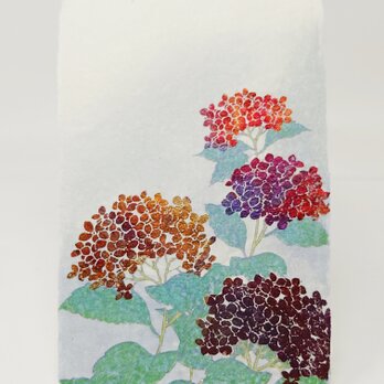 ギルディング和紙葉書　紫陽花　赤混合の画像