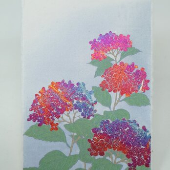 ギルディング和紙葉書　紫陽花　赤混合の画像