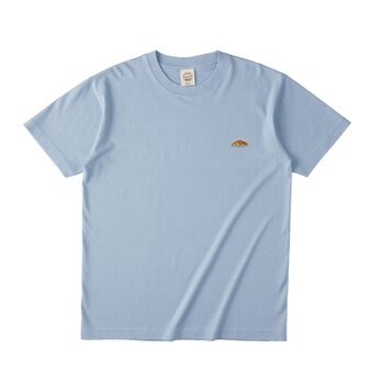 オーガニックコットンTシャツ【スモークブルー】；クロワッサン刺繍付きの画像