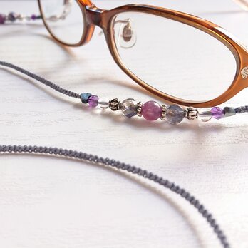 【メガネコード】紫陽花カラーの天然石 メガネコード　Y-1570Gの画像
