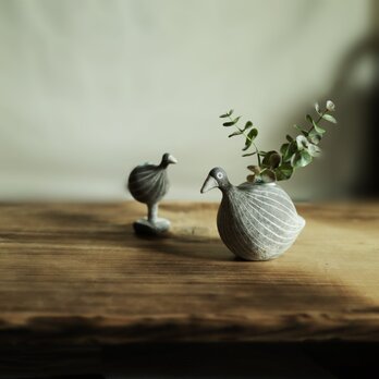 土鳥 / ストライプ（中）花器　一輪挿しの画像