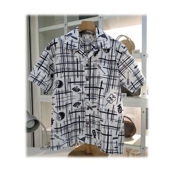 12　相撲浴衣リメイクメンズアロハシャツ（M売り切れ・Lのみ）の画像