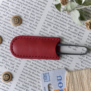 糸切りはさみケース／握り鋏カバー／革／赤