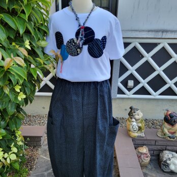 着物リメイク　古布　手作り　亀甲絣　パンツの画像