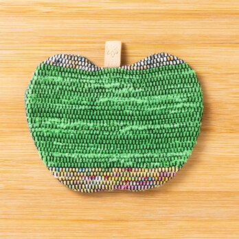 裂織りんごコースター　緑ミックスカラー/536の画像