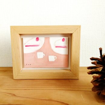 原画「苺のショートケーキ」水彩イラスト　※木製額縁入りの画像