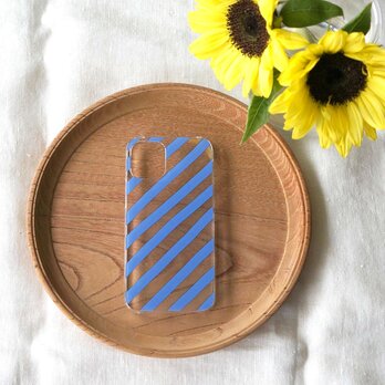 「 candy stripe（ blue ）」＜クリアケース＞ 表面のみ印刷＊ハード型＊スマホケースの画像