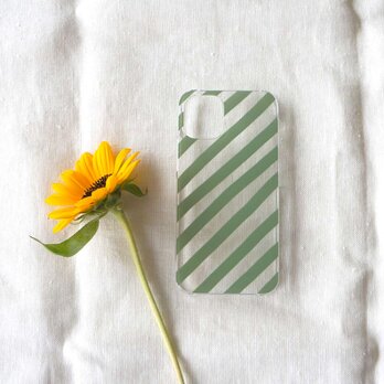 「 candy stripe（ smoky green ）」＜クリアケース＞ 表面のみ印刷＊ハード型＊スマホケースの画像