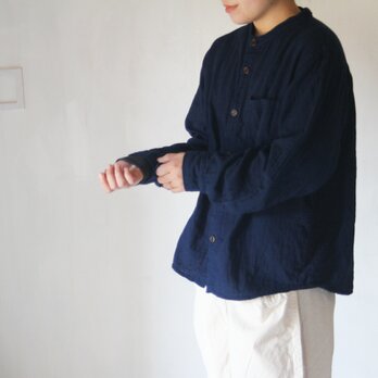 gauze shirt 群青色 ＊草木染＊の画像