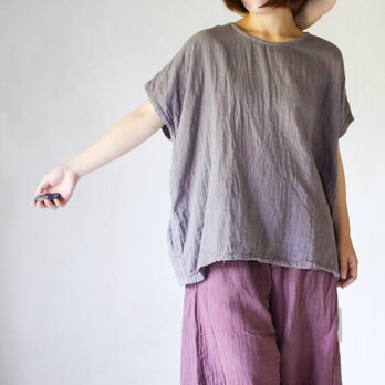 香涼 / 草木染めダブルガーゼトップス / 淡藤色の画像