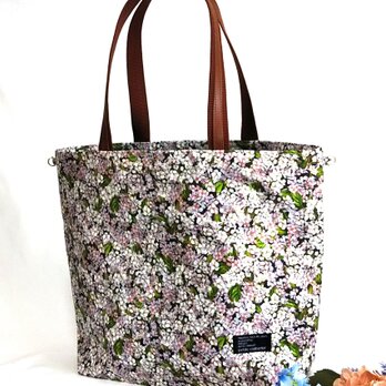 USAピンクの花々 2Way肩掛けビックバッグの画像