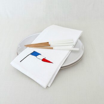 トリコロールの旗【リネンのキッチンクロス】の画像