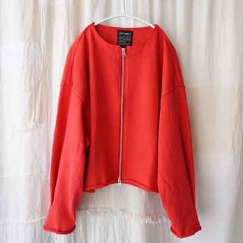 ◯ラスト一点◯tuck sleeve zip sweat（red）の画像