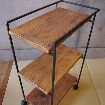アイアン＋サクラ材　のキャスター付きラック【CR001】
