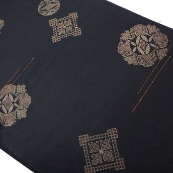 tu0026c　紬 菱文様 丸花文様 300cm 正絹 難有 / 古布 古裂 japanesesilk vintageciothの画像