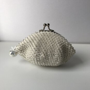 Beaded Purse --Snow Crystal-- Off White (M)の画像