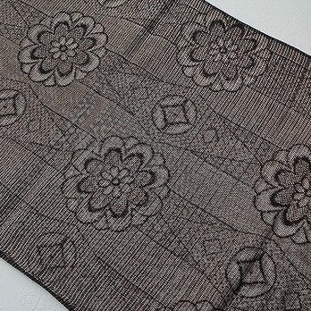 oo0010a　紬 菱文様 240cm 正絹 / 古布 古裂 japanesesilk vintageciothの画像