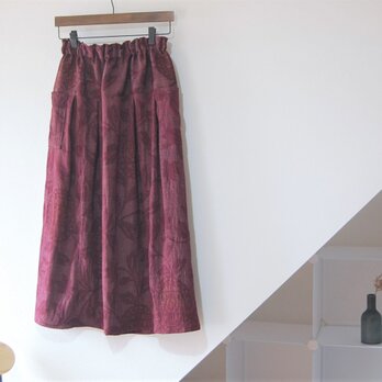 展示品　小千谷紬　華紋柄のスカート　着物リメイクの画像