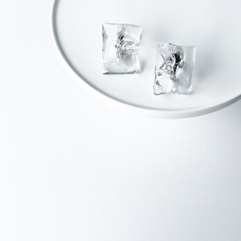 GYU/rectangle earring/clear×silverの画像