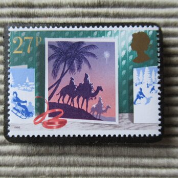 イギリス　クリスマス切手ブローチ 8080