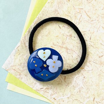 ヘアゴム　髪ゴム　合成皮革　フェイクレザー　ブルー２号　一点もの！　