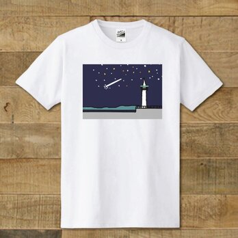 湘南イラスト・Tシャツ　「江ノ島灯台と流れ星」の画像