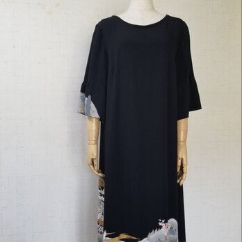 Sale留 袖リメイク　ギャザーー袖ドレス
