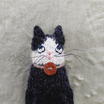 棒編み針のあみぐるみ　(ハチワレ黒白猫）の画像