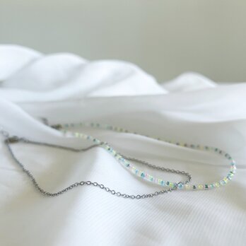 choker necklace　チョーカーネックレス　シルバーネックレス　ビーズネックレス　２本セットの画像